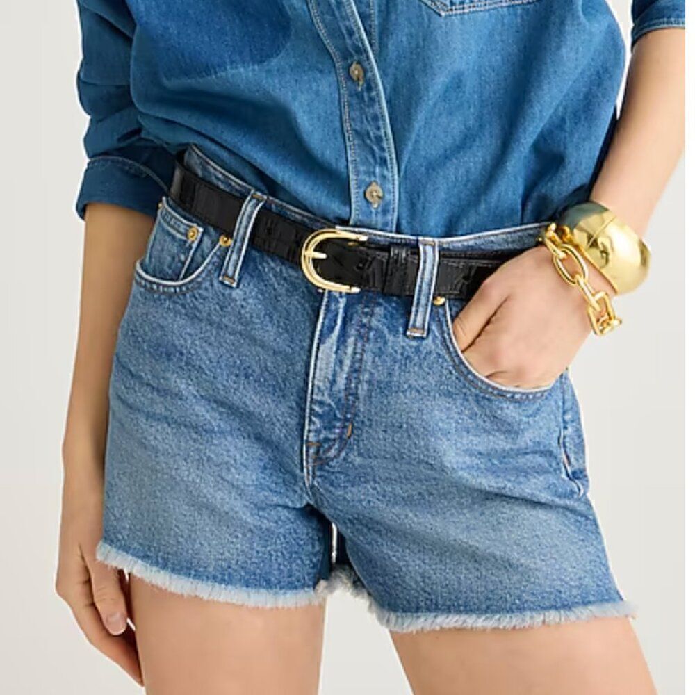 J. Crew Mid-rise denim short in Lakeshore blue wash cut off NWT size 33